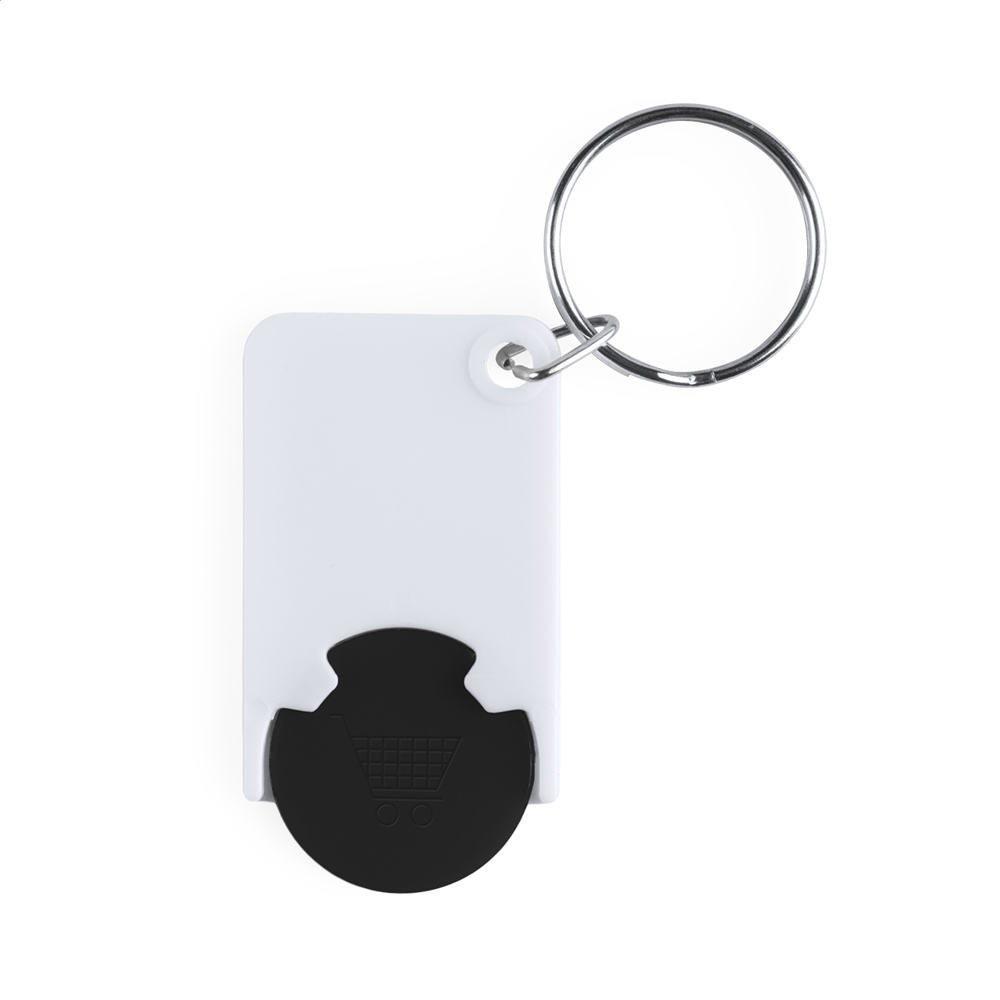 Trolex - winkelwagenmunt sleutelhanger - met logo of onbedrukt bestellen - zwart/wit