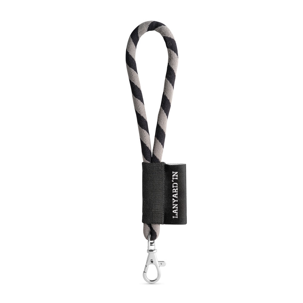 75090. Lanyard Tube Short Set. Standaard modellen - voor bedrijven en relatiegeschenken - Zwart, Grijs