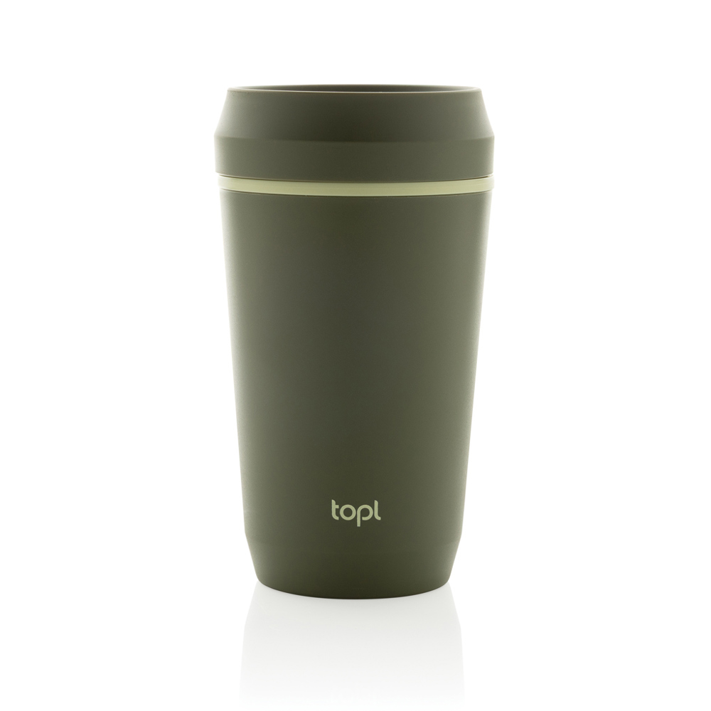 Topl Recycled Plastic To Go beker gepatenteerd 360 Lid 354ml - voor bedrijven en relatiegeschenken - groen (± PMS 7763C)