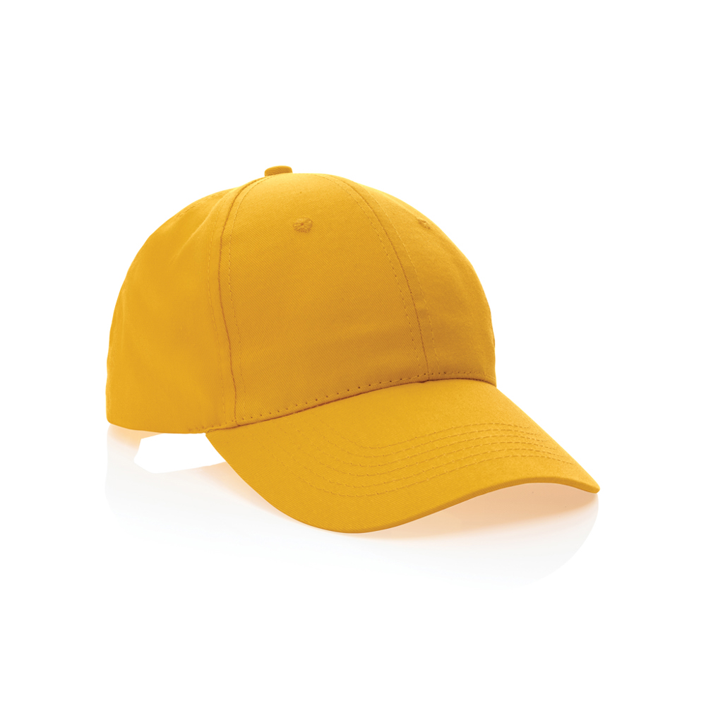Impact AWARE™ 6 panel 190gr gerecycled katoenen cap - bedrukt of onbedrukt verkrijgbaar - geel (± PMS Yellow)