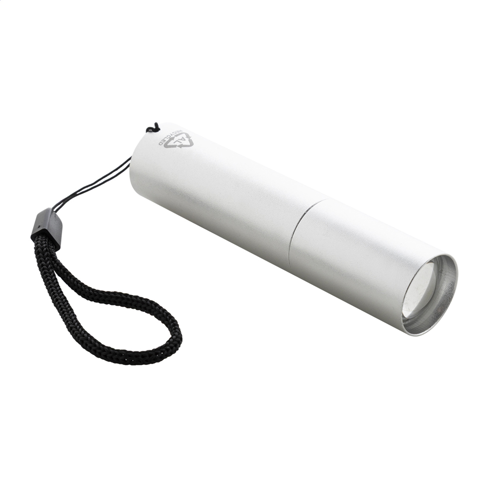 Chargelight Tone - oplaadbare zaklamp van gerecycled aluminium - kopen of bedrukken - Zilver