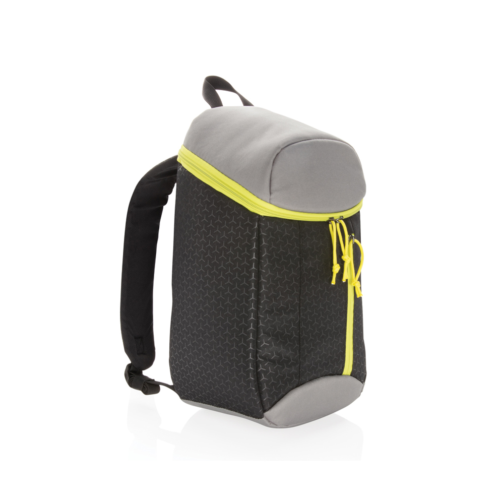 Hiking koelrugzak 10L - bedrukt of onbedrukt verkrijgbaar - zwart, limegroen (± PMS Black c/ ± PMS 381)