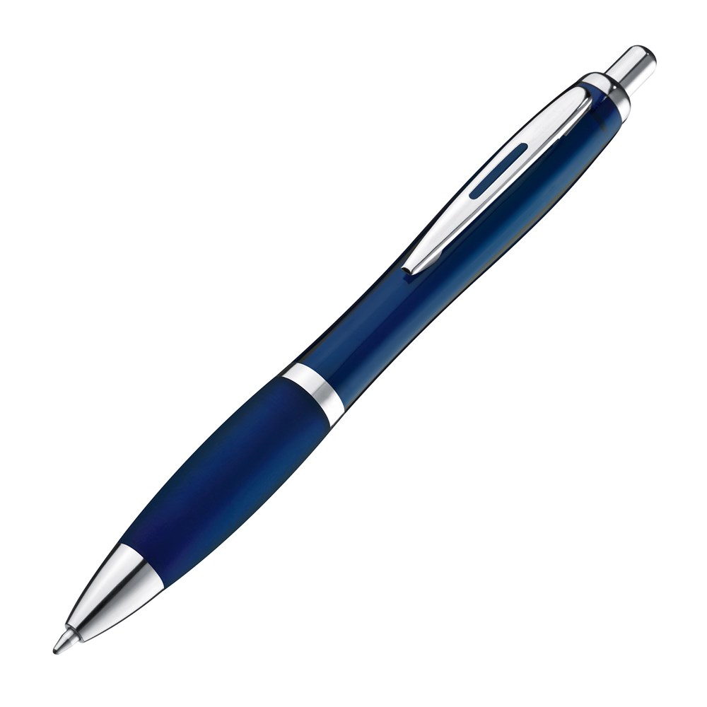 Pen met zilveren metalen clip - voor bedrijven en relatiegeschenken - Donkerblauw