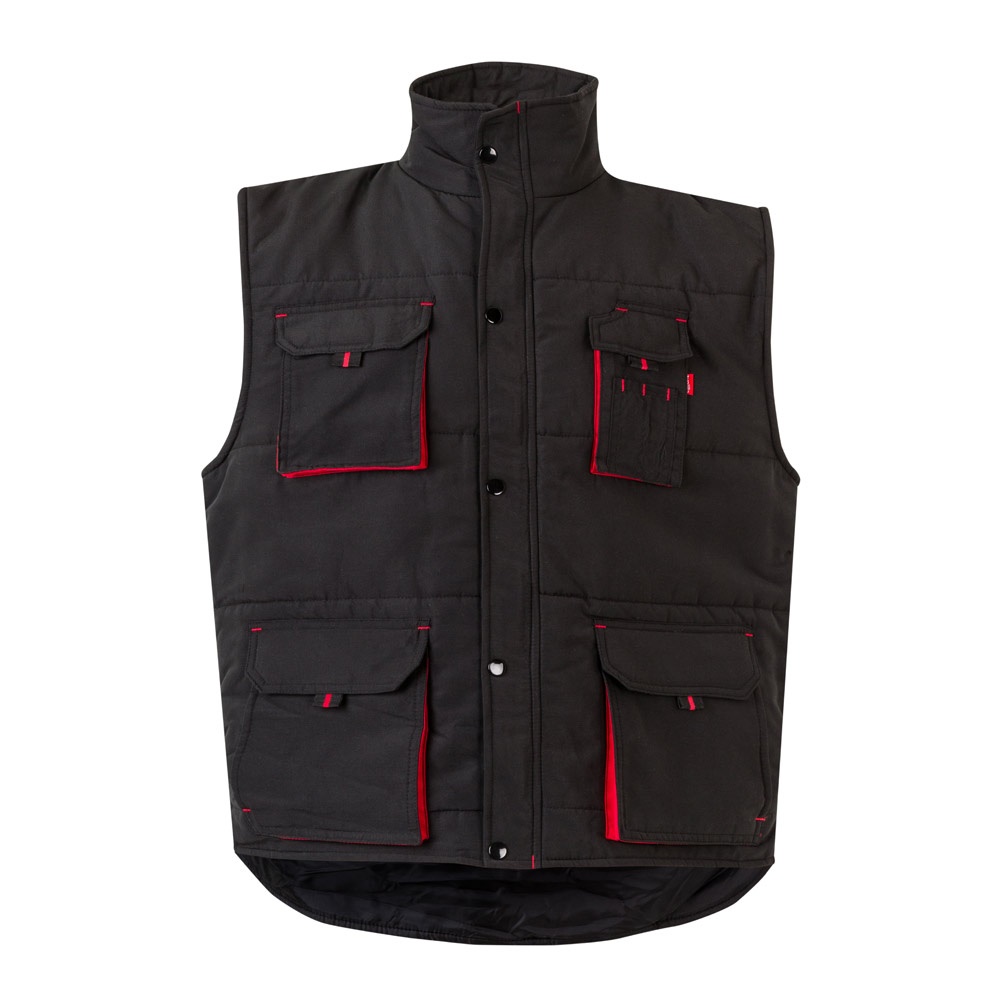 VL NERGAL. Gewatteerd vest, tweekleurig, met meerdere zakken (120g/m²), van polyester (100%) - kopen of - Zwart, Rood