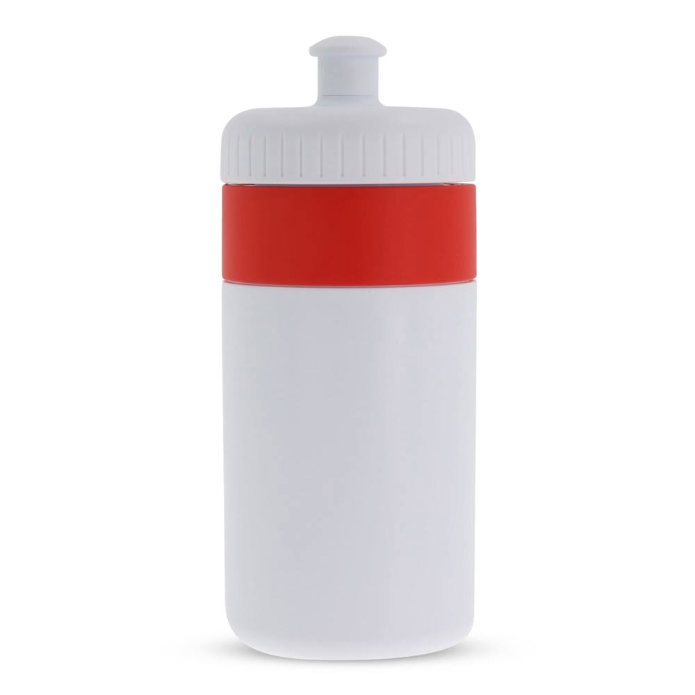 Sportbidon met rand 500ml - voor bedrijven en relatiegeschenken - Wit / Rood