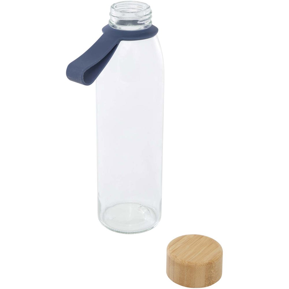 Porto 500 ml glazen waterfles met siliconen handgreep en bamboe deksel 