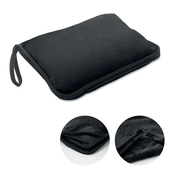 COZY - 2-in-1 reisdeken set - kopen of bedrukken - Zwart
