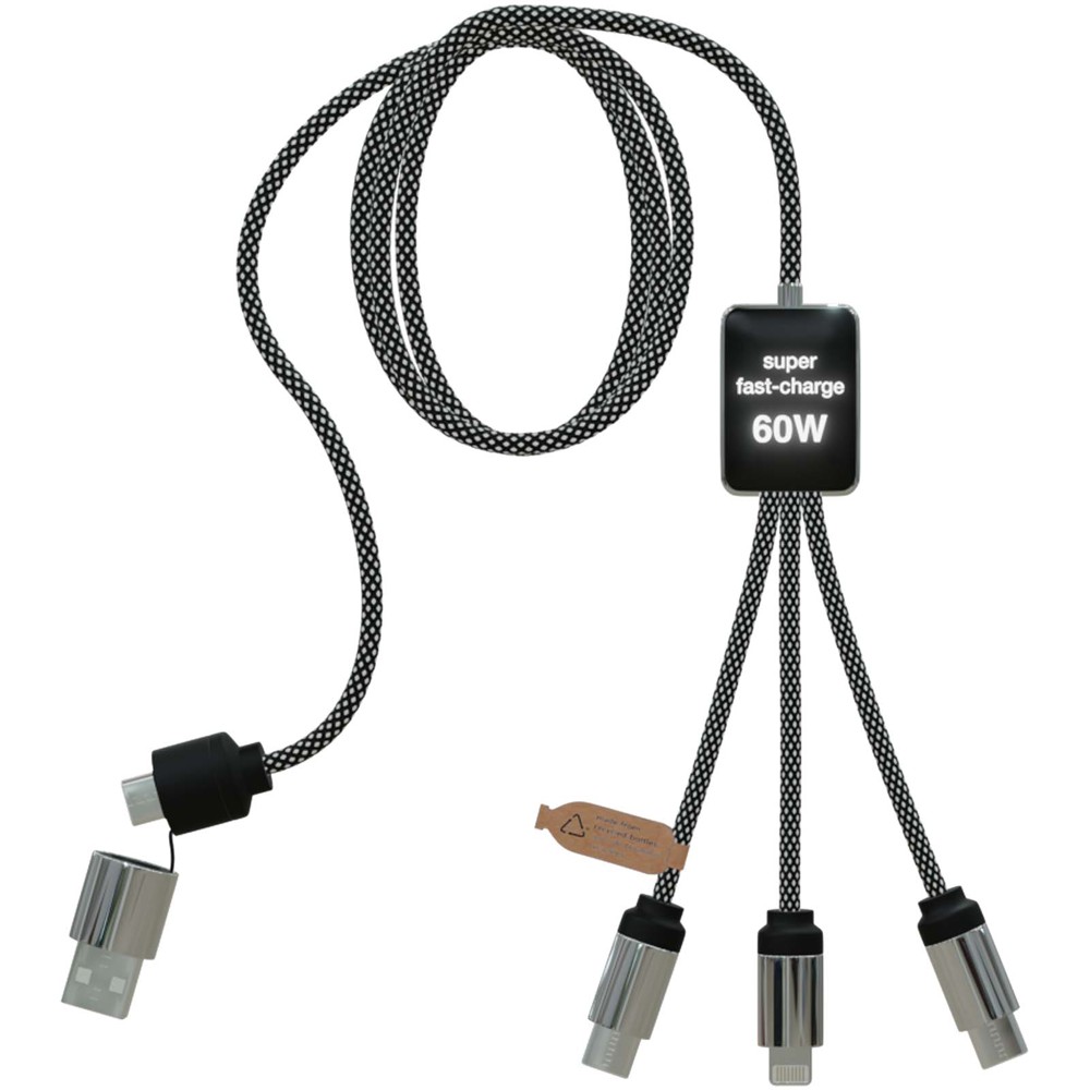 SCX.design C33 60 W Type-C oplaadkabel met dubbel verlicht logo 
