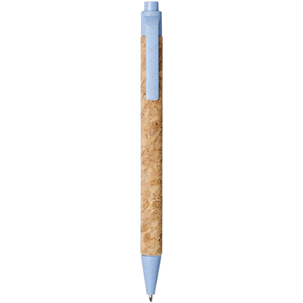 Midar balpen van kurk en tarwestro (zwarte inkt) - voor bedrijven en relatiegeschenken - Natuur, Lichtblauw