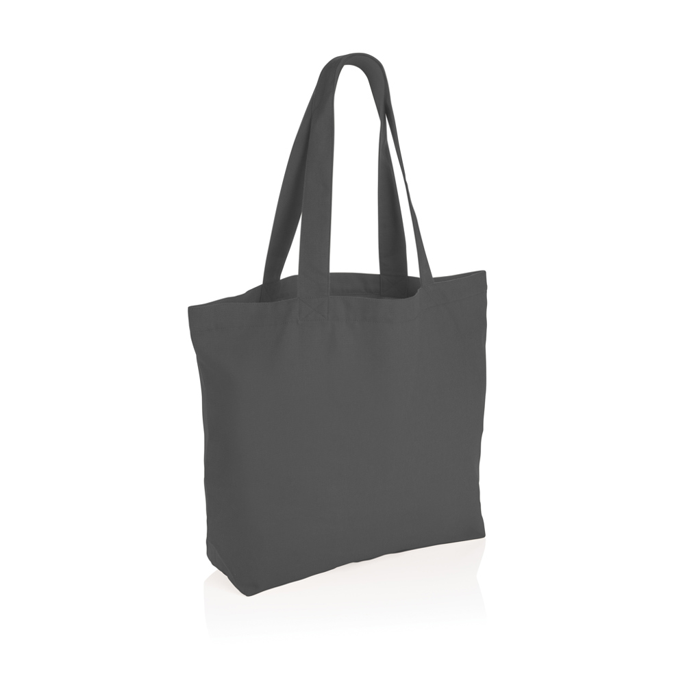 Impact Aware™ re-canvas shopper met vakje 240gsm ongeverfd - met logo of onbedrukt bestellen - antraciet (± PMS Cool Grey 11)