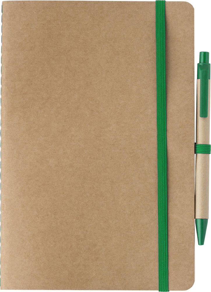 Gerecycled kartonnen notitieboekje (A5) Theodore - kopen of bedrukken - Groen