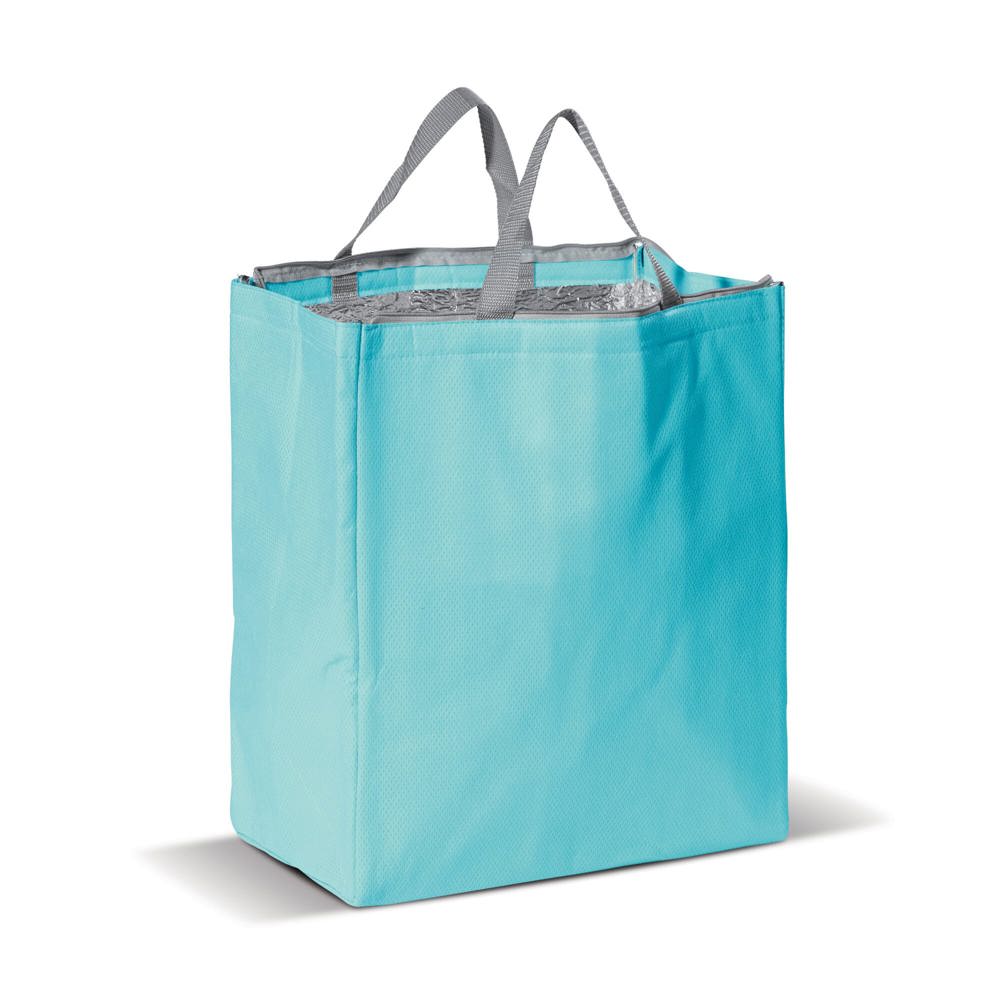 Koeltas non-woven 32.5 x 19.5 x 39 cm, 100 g/m² - bedrukt of onbedrukt verkrijgbaar - lichtblauw