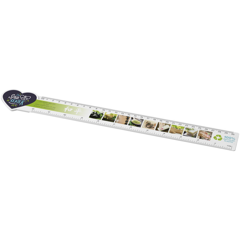 Tait hartvormige liniaal van 30 cm van gerecycled plastic - met logo of onbedrukt bestellen