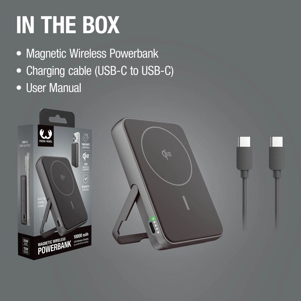 Fresh 'n Rebel Draadloze Powerbank 10000mAh Geschikt voor MagSafe 