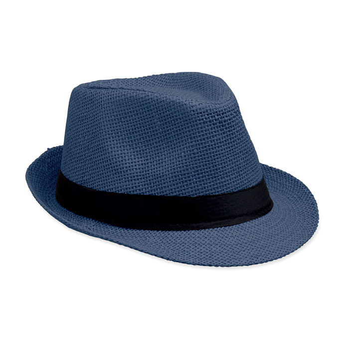 BOOWIE - Papieren strohoed - voor bedrijven en relatiegeschenken - Blauw