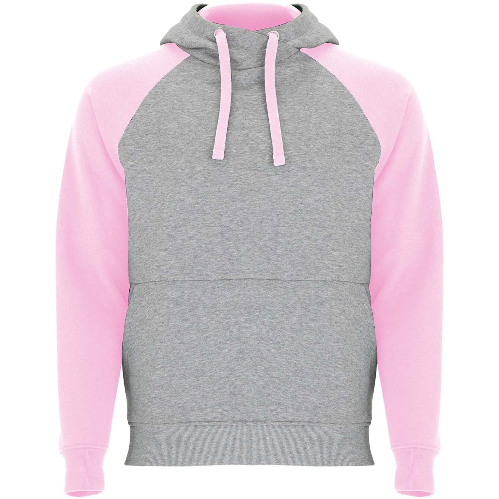 Badet unisex tweekleurige hoodie - met logo of onbedrukt bestellen - Gemêleerd grijs, Lichtroze
