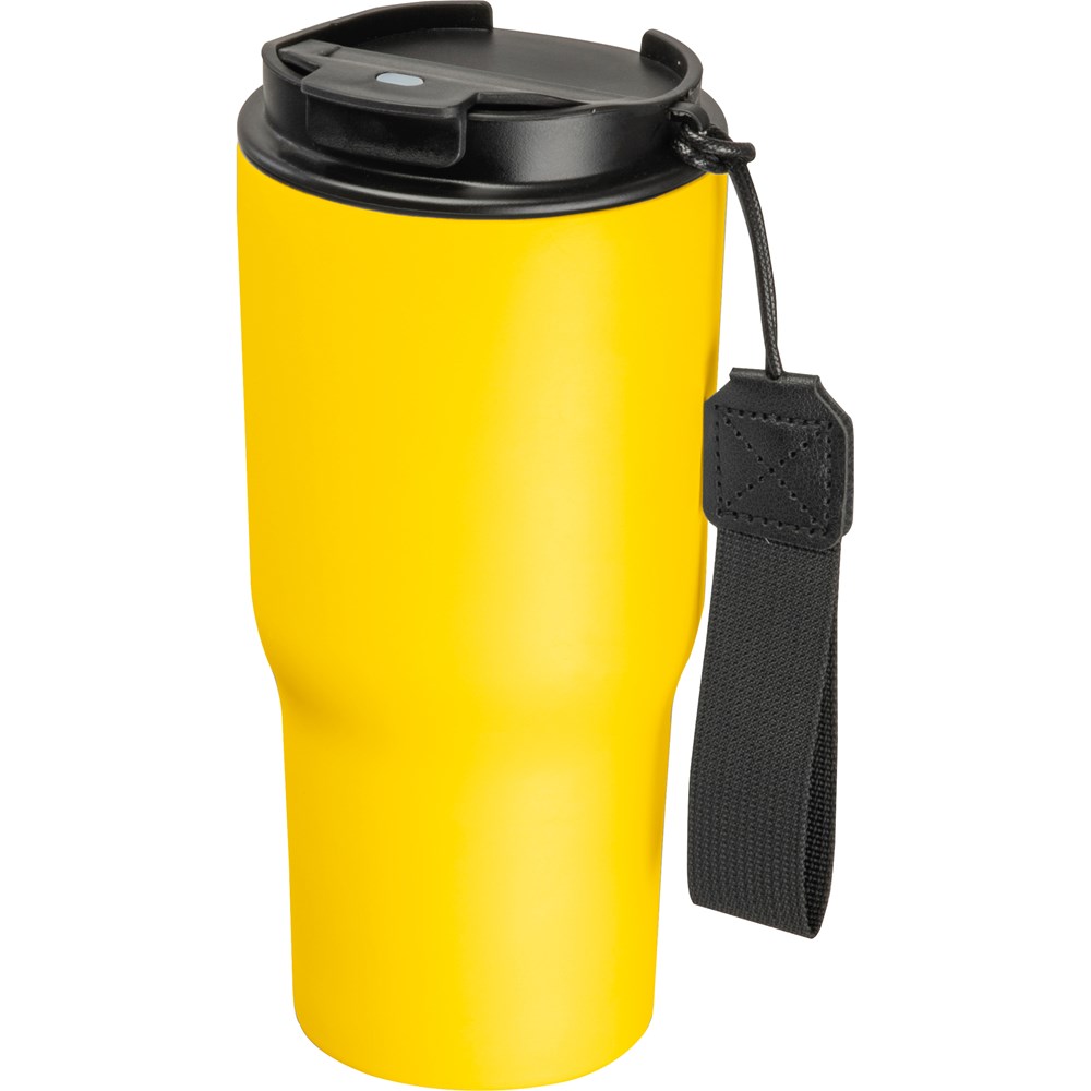 Dubbelwandige drinkbeker van rvs, 550 ml - voor bedrijven en relatiegeschenken - Geel