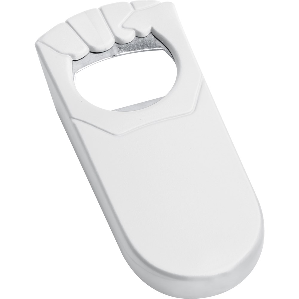 Flesopener met afsluitfunctie - voor bedrijven en relatiegeschenken - Wit