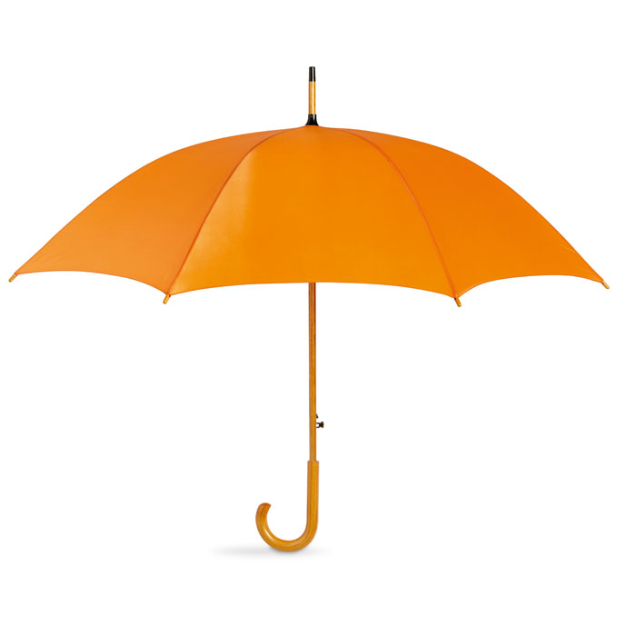 CUMULI - Paraplu met houten handvat - met logo of onbedrukt bestellen - Oranje