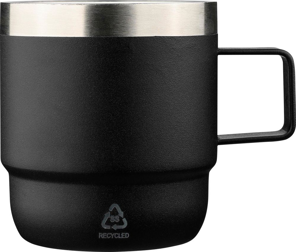 Gerecycled roestvrijstalen dubbelwandige drinkbeker (180 ml) Lilia - kopen of bedrukken - zwart