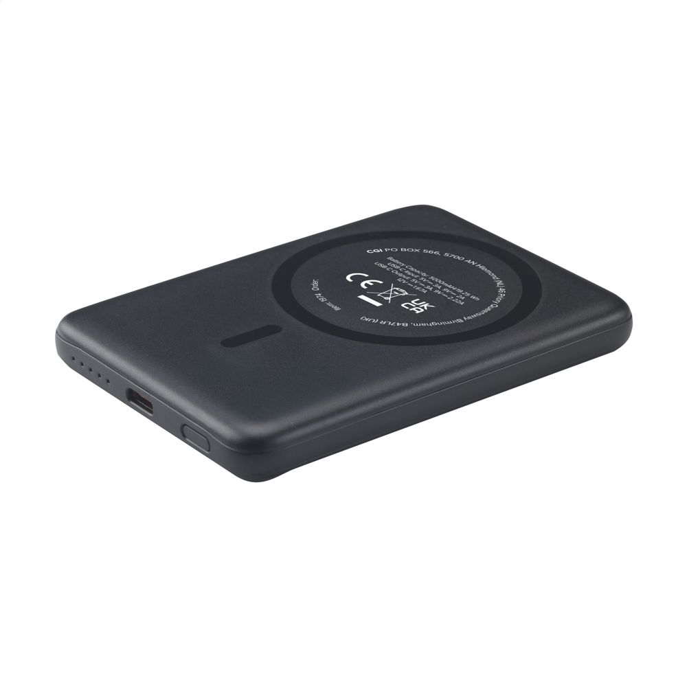 Optima GRS 5000mAh Magnetic Powerbank - bedrukt of onbedrukt verkrijgbaar - Zwart