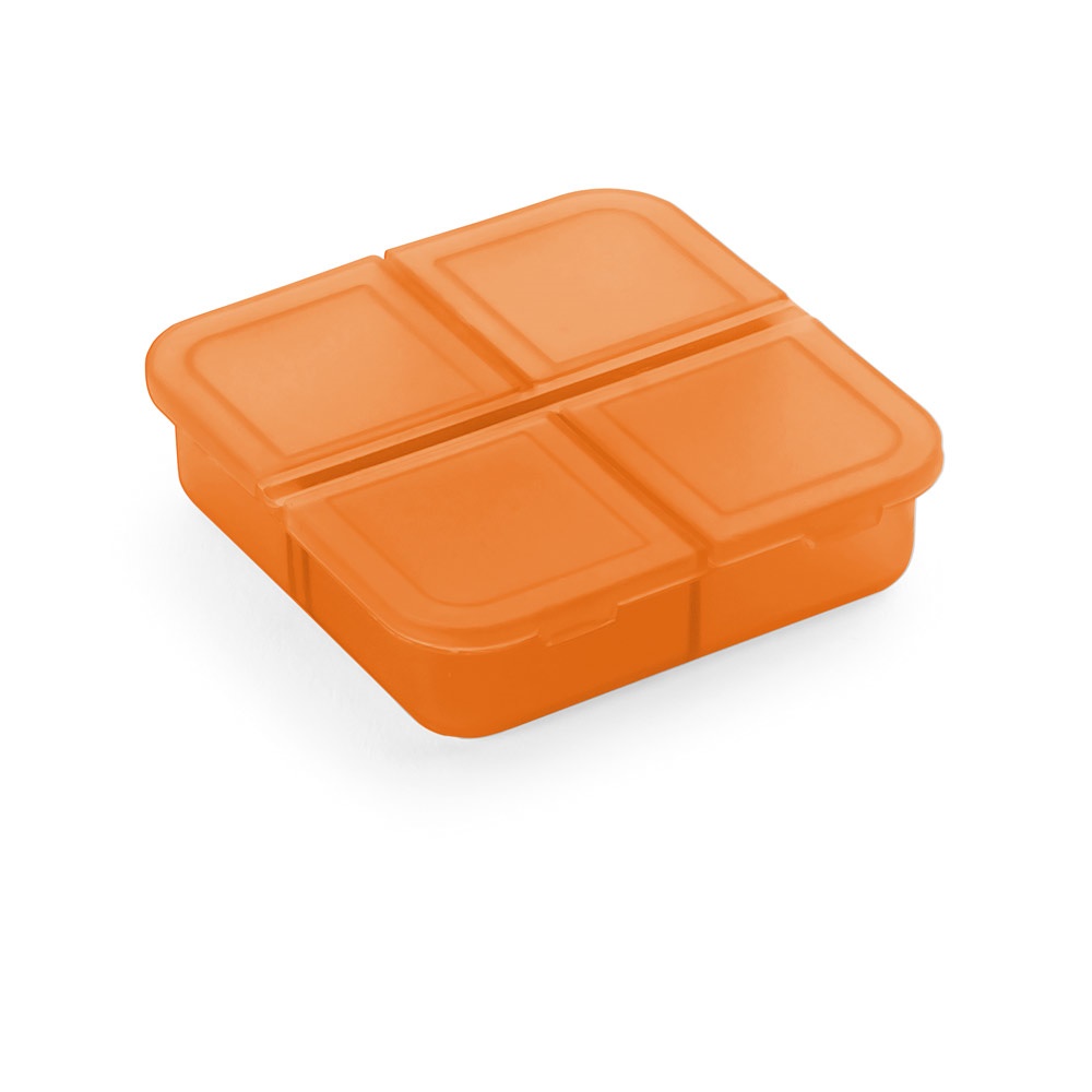 ROBERTS. Tablet doos met 4 verdelers - met logo of onbedrukt bestellen - oranje