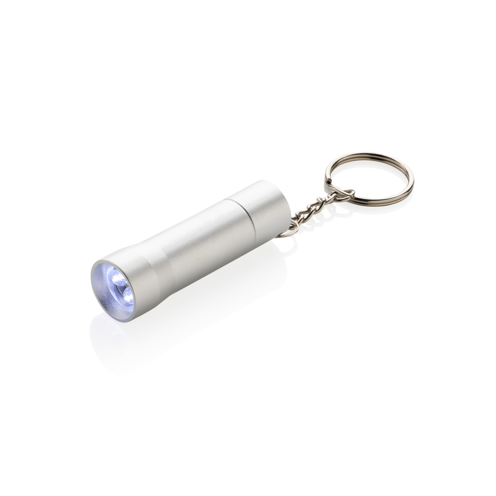 Flash RCS gerecycled aluminium sleutelhanger zaklamp - bedrukt of onbedrukt verkrijgbaar - zilvergrijs (± PMS silver grey)