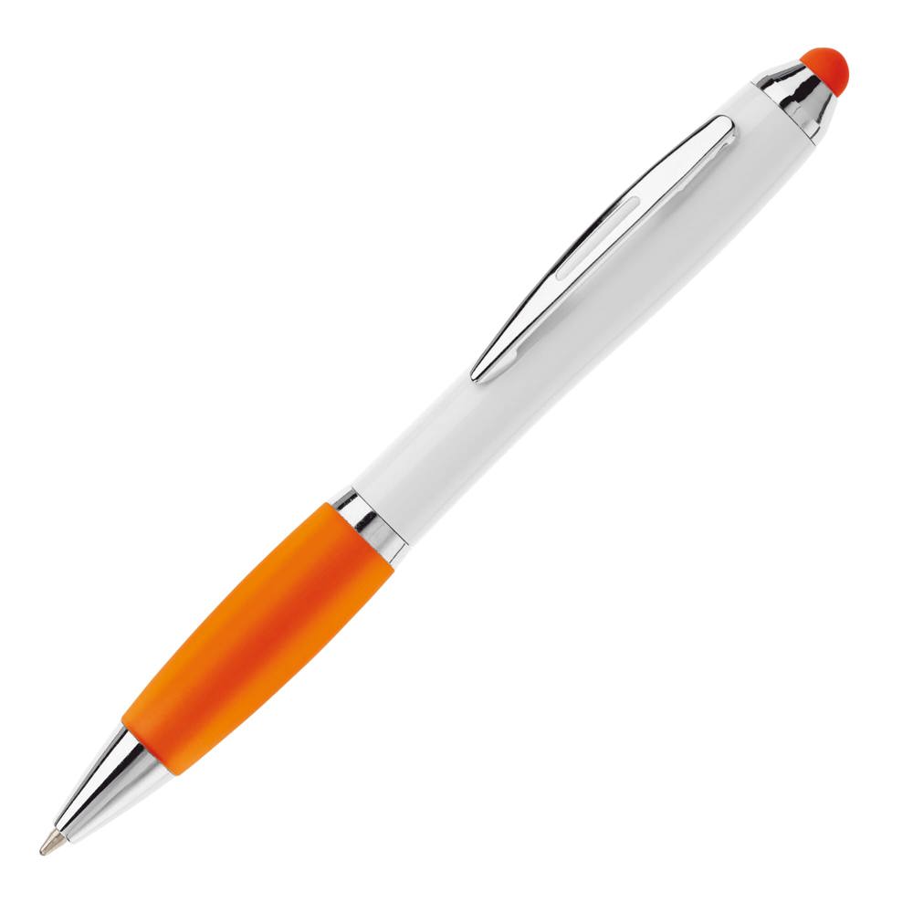 Balpen Hawaï stylus hardcolour - met logo of onbedrukt bestellen - Wit / Oranje