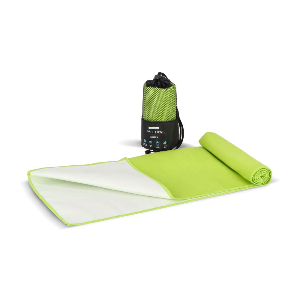 R-PET sneldrogende sport handdoek 40x80cm met etui (200g/m²) sublimatie - Lichtgroen