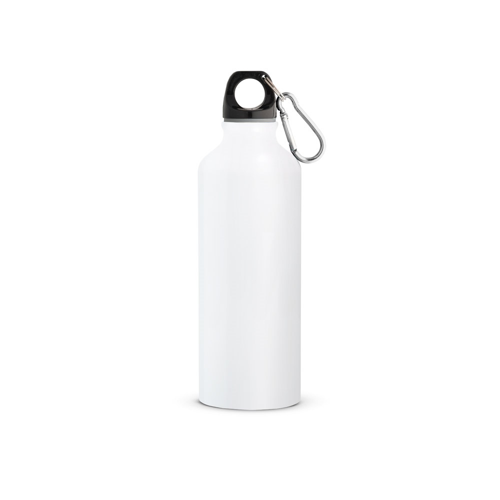 RE-LANDSCAPE M. Gerecycleerde aluminium (100% rAL) fles met karabijnhaak 530 mL - voor bedrijven en - wit