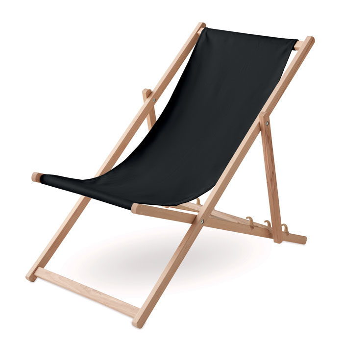 HONOPU - Houten strandstoel - met logo of onbedrukt bestellen - Zwart