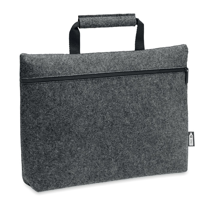 TAPLA - RPET vilt laptop tas met rits - met logo of onbedrukt bestellen - Steengrijs