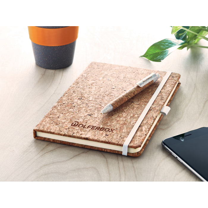 SUBER SET - A5 kurk notitieboek balpen set
