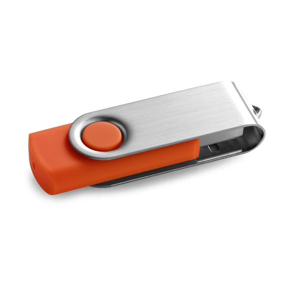 CLAUDIUS 8GB. 8 GB USB-stick met metalen clip - bedrukt of onbedrukt verkrijgbaar - Oranje