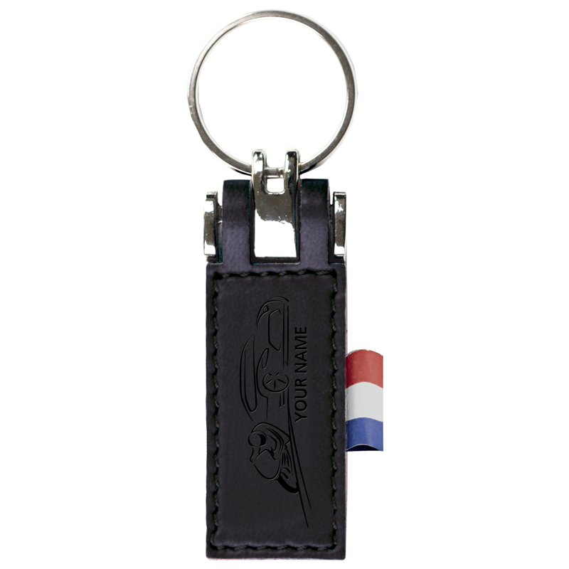 Sleutelhanger P02510F, Leder - voor bedrijven en relatiegeschenken - zwart