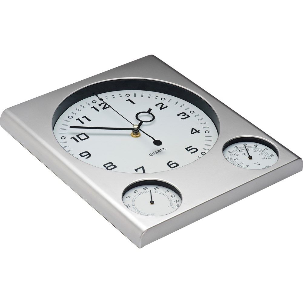 Wandklok met thermometer en hygrometer