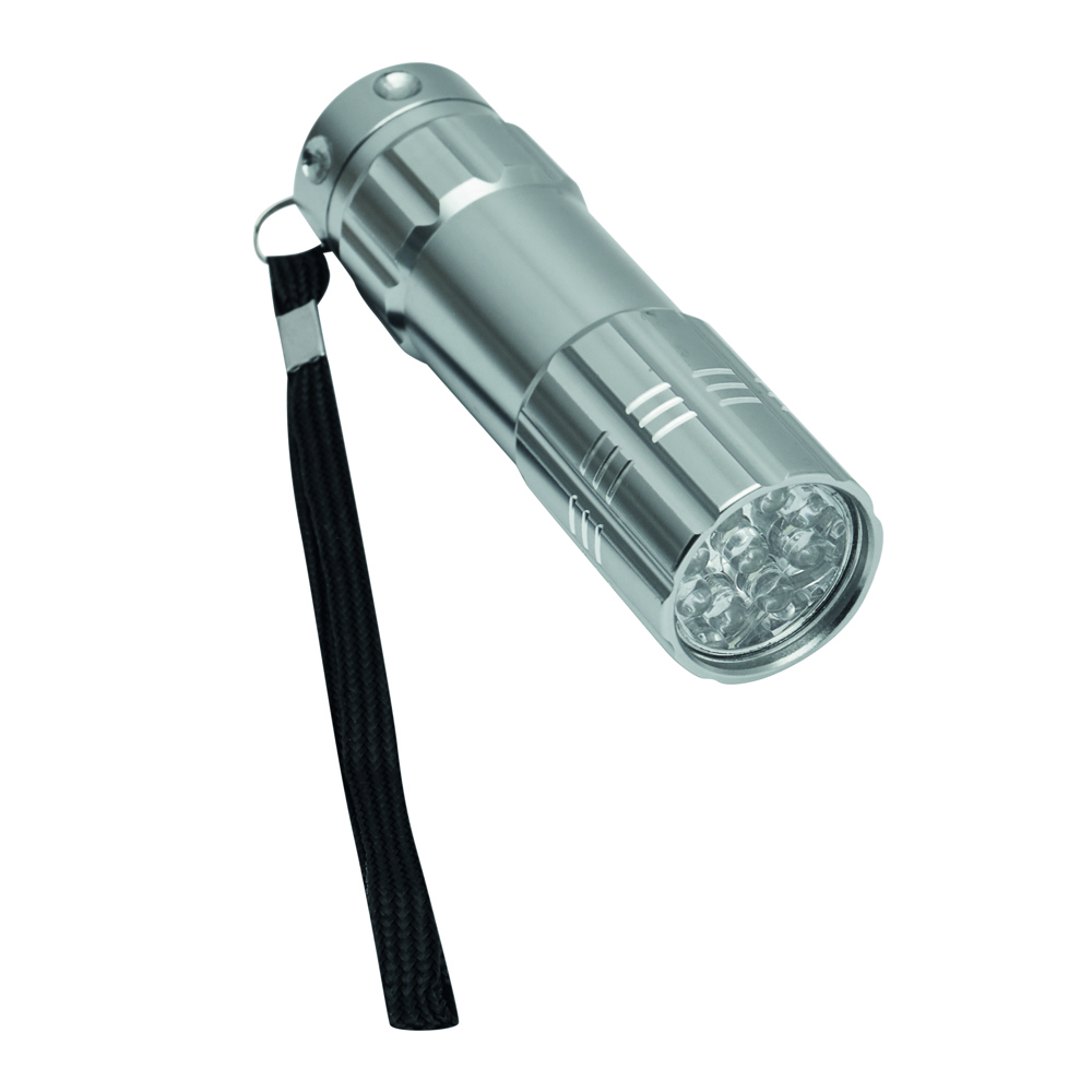POWERFUL - Robuust uitgevoerde LED zaklamp van metaal - met logo of onbedrukt bestellen - Zilver