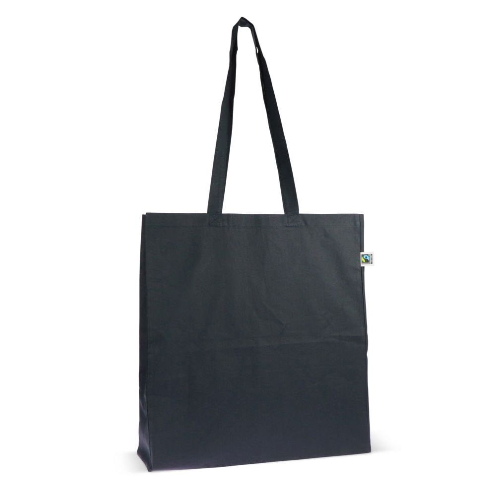 Fairtrade katoenen tas gekleurd lang 140g/m² 38x10x42cm - voor bedrijven en relatiegeschenken - Donkerblauw