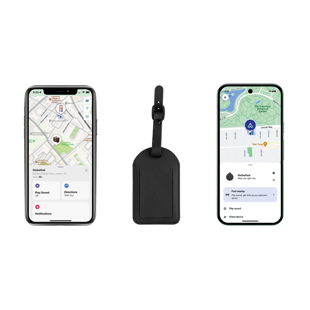 Globefind Dual RCS luggage tag met wereldwijd localiseren