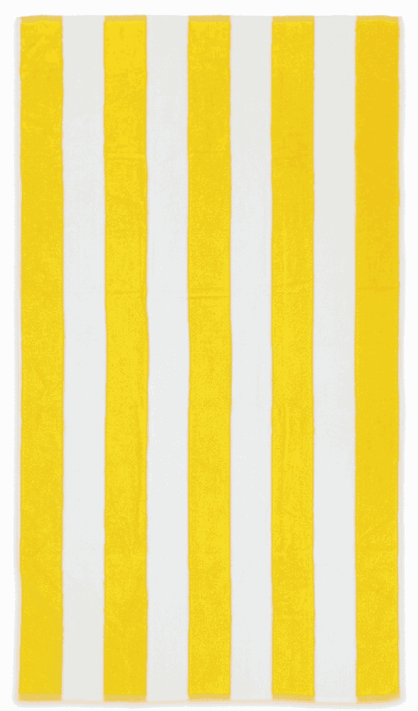 Sophie Muval strandhanddoek 180x100 cm, 450 gr/m² - bedrukt of onbedrukt verkrijgbaar - Geel (PMS 101c) / Wit