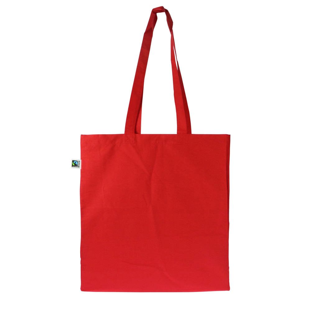 Fairtrade katoenen tas gekleurd lang 140g/m² 38x10x42cm