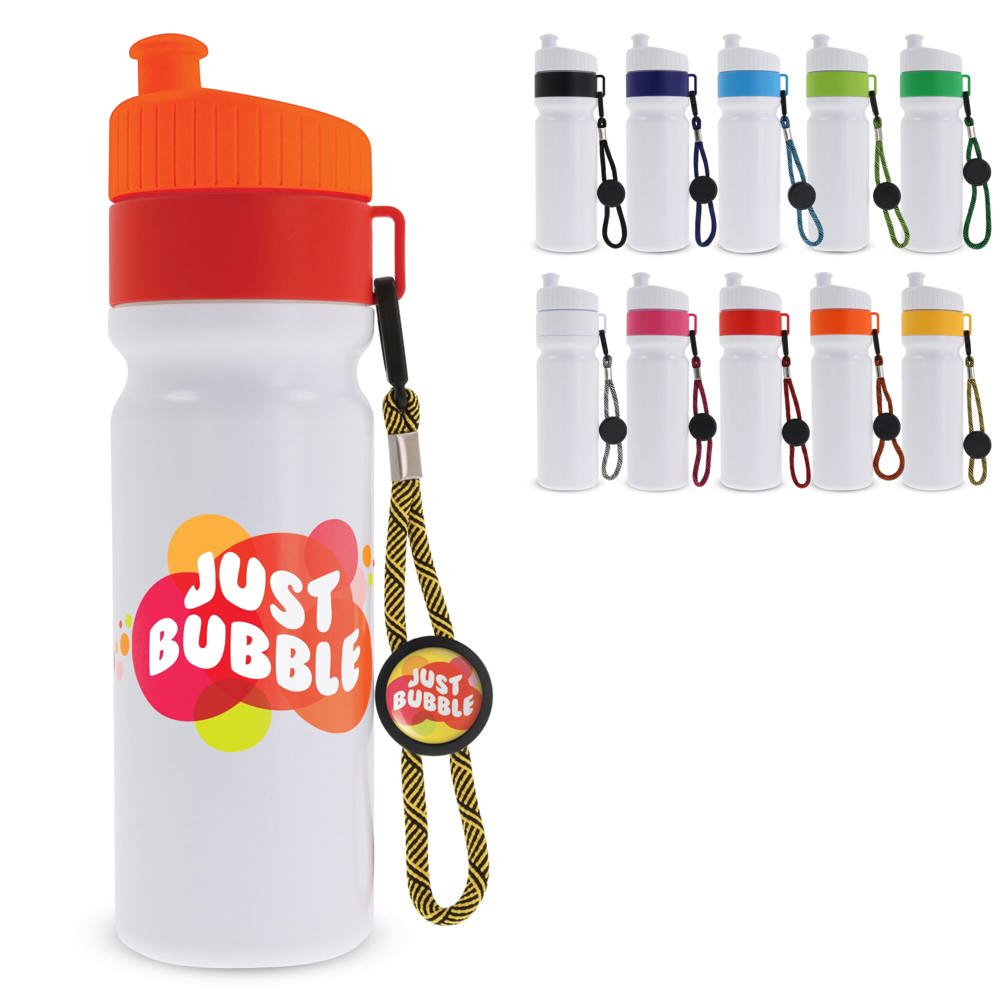 Sportbidon met rand en koord 750ml - met logo of onbedrukt bestellen