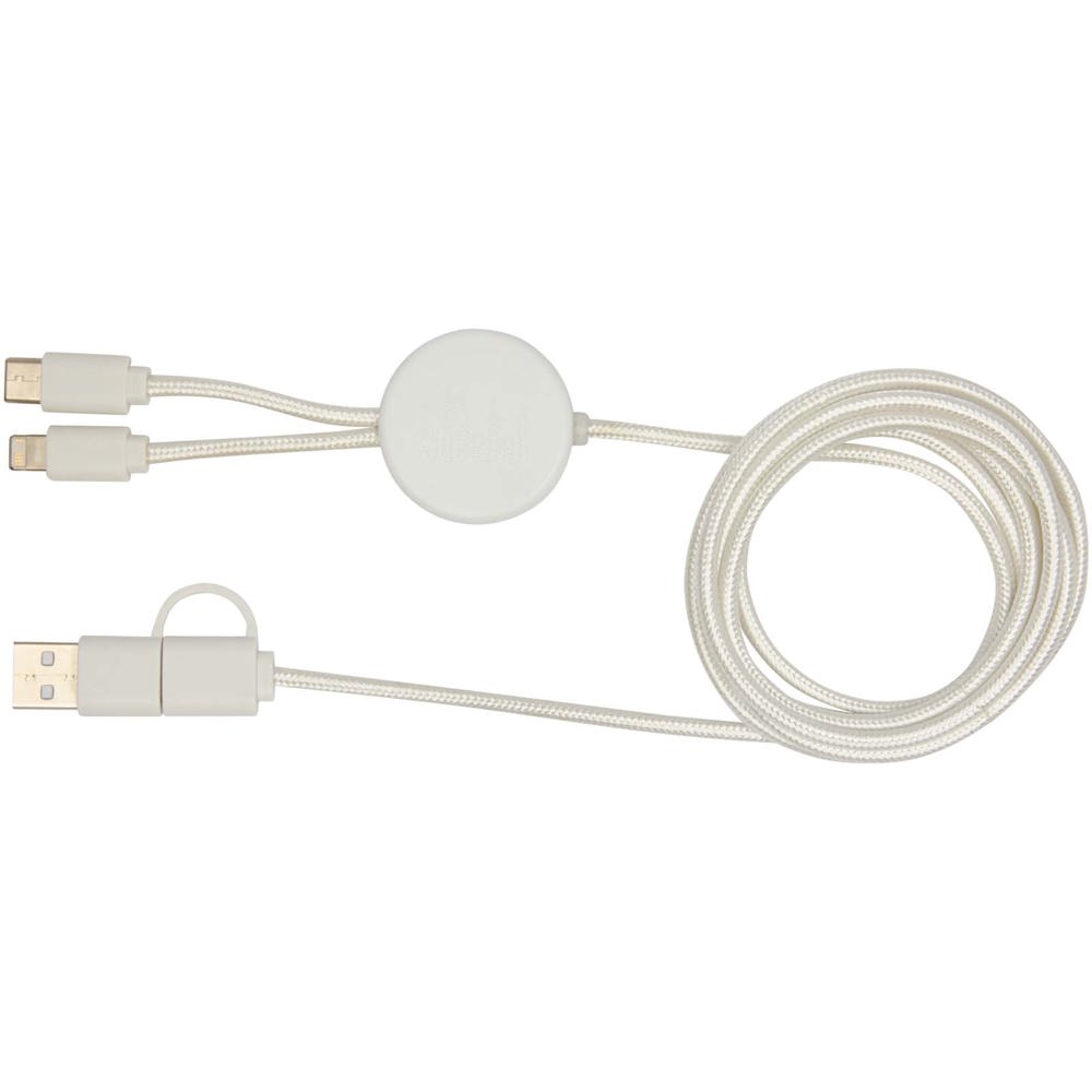 Chechia 5-in-1 150 cm datasynchronisatie- en 27 W snellaadkabel van gerecycled plastic met bamboe details