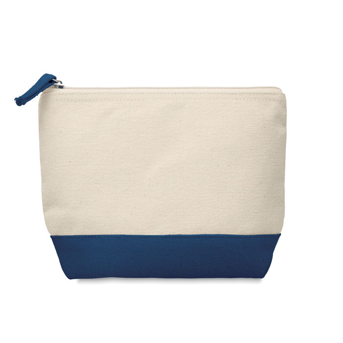 KLEUREN - 2-Kleurige katoenen toilettas - bedrukt of onbedrukt verkrijgbaar - blauw