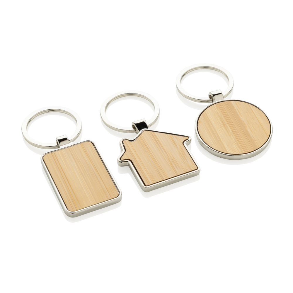 RCS gerecycled zinc alloy rechthoekige sleutelhanger - bedrukt of onbedrukt verkrijgbaar