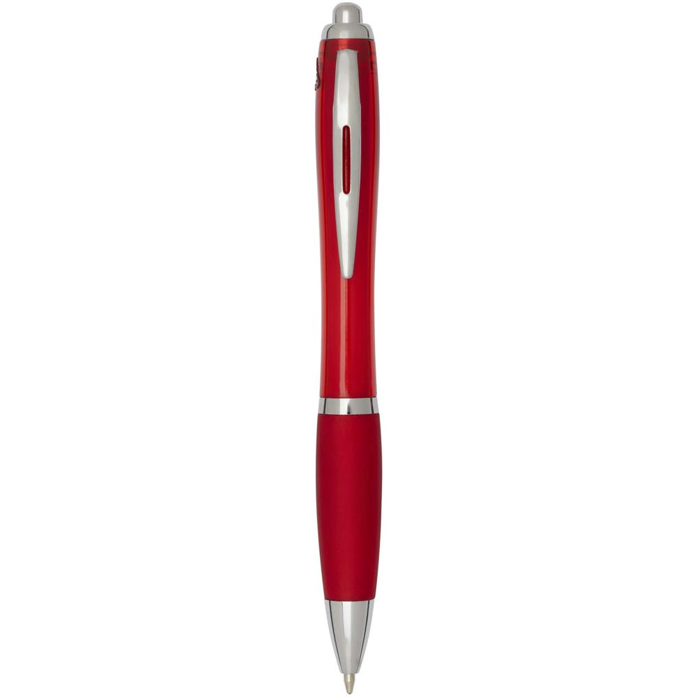 Nash RCS balpen van gerecycled plastic met gekleurde behuizing en grip (zwarte inkt) - Rood