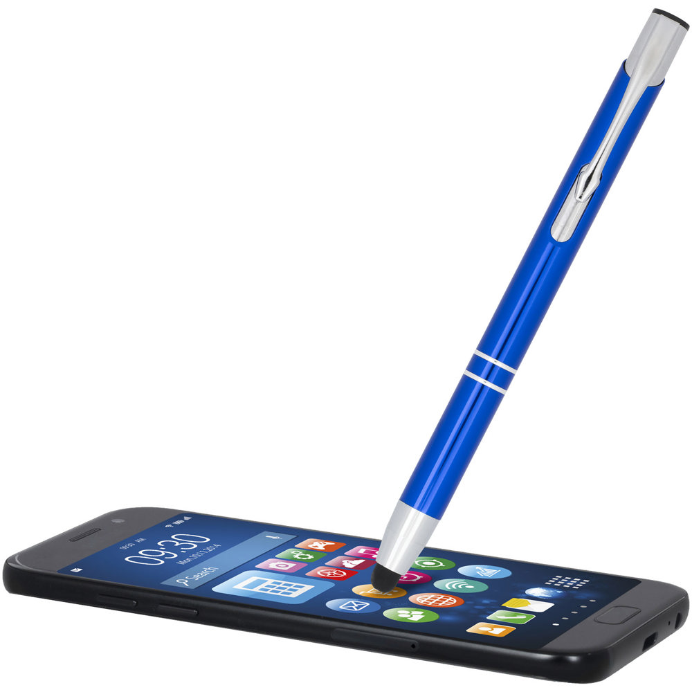 Moneta geanodiseerde aluminium stylus balpen (blauwe inkt)