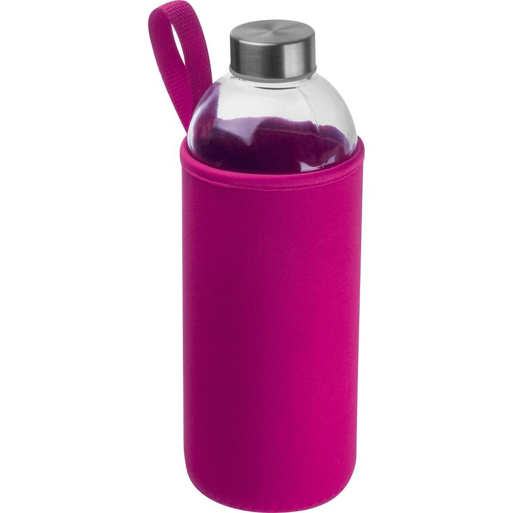 Drinkfles met neopreensleeve en inhoud van 1 liter - voor bedrijven en relatiegeschenken - Paars