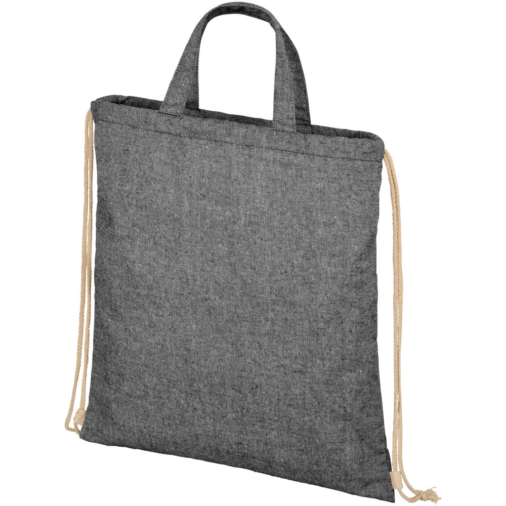 Pheebs 210 g/m² gerecyclede rugzak met trekkoordsluiting 6L - kopen of bedrukken - Gemêleerd zwart
