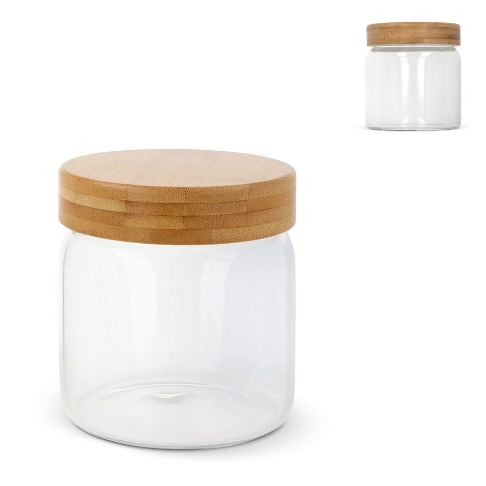 Canister glas & bamboe 600ml - voor bedrijven en relatiegeschenken